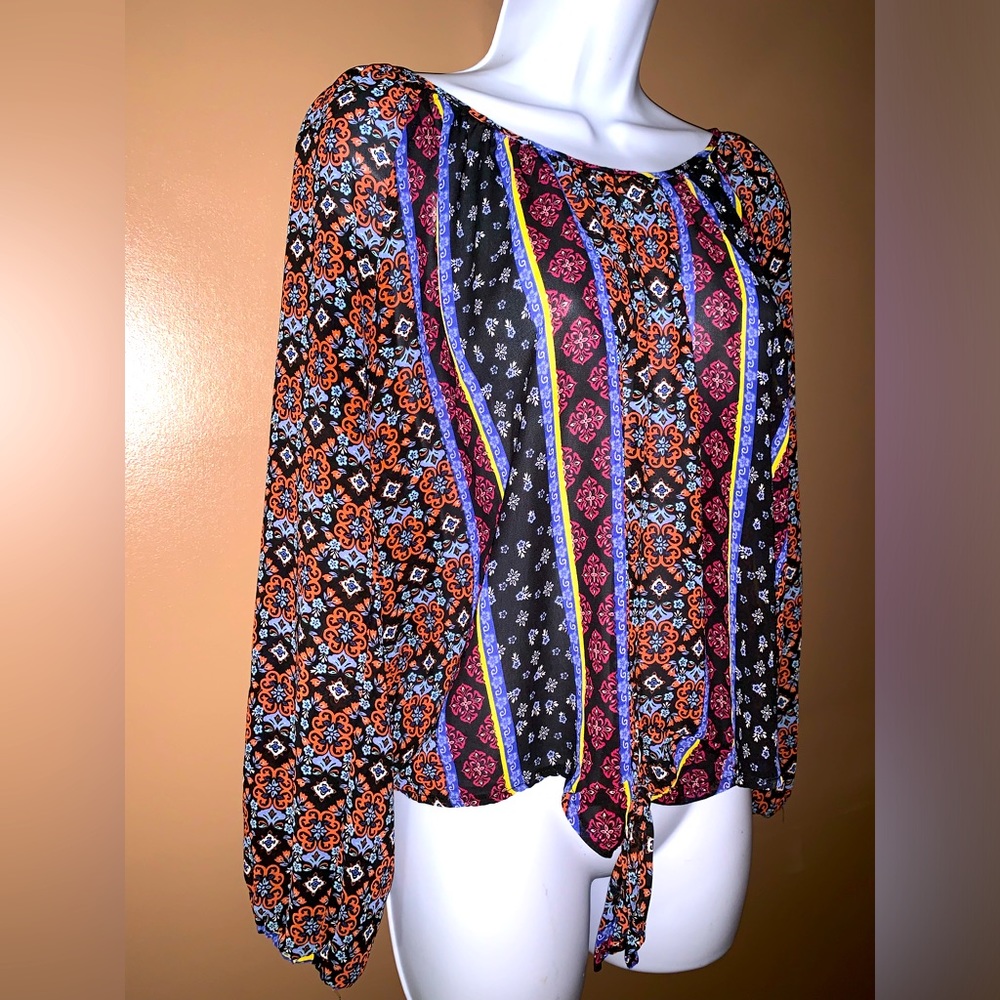 American Rag Cie women’s sheer print blouse top size medium M NWOT